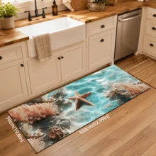1pc, Starfish Pattern Printed Diatomaceous Earth Kitchen Mat, Absorbent Kitchen Floor Mat, Kitchen Rug, Long Runner Mat, Sink Front Mat, Suitable For Kitchen, Bathroom, Entryway, Hallway, Laundry Room And Home Decor - Multicolor - View 12