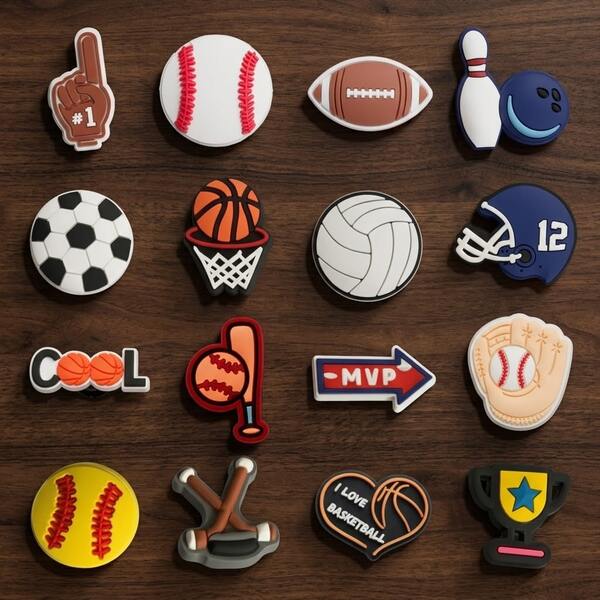 16pcs Sports Theme Series Shoe Accessories - Suitable For Decorating Sandals, Slippers And Clogs - Perfect Gift For Sports Enthusiasts
