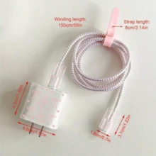 1組粉色蝴蝶結與小愛心充電器保護套，INS芭蕾甜美風數位配件，相容Apple 18W/20W快充，有效延緩線材老化、防止纏繞，便攜旅行收納，女孩閨蜜禮物 - 粉紅色絲帶愛心 - 查看 3