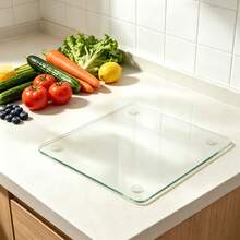 High-Quality Tempered Glass Cutting Board, Square Transparent Countertop Chopping Board, Easy To Store And Clean, Wear-Resistant, Heat-Resistant, Sturdy Serving Tray For Cutting Vegetables, Fruits And Cooked Food, Perfect Birthday And Holiday Gift - Transparent - View 3