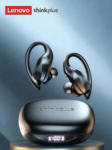 Lenovo LP75蓝牙耳机 挂耳式带数字显示 超长续航5.3小时 HIFI音效 低延迟 音乐 游戏 跑步 防水 麦克风 无线耳机 - 黑色 - 查看 12