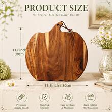Display Trays - Halloween Pumpkin Shaped Acacia Wood Cutting Board | 30*30cm Natural Solid Wood Chopping Board | With Hanging Rope For Easy Storage | Thickened Rounded Edges Smoothly Polished | Durable And Easy To Clean Kitchen Cutting Board | Fruit, Bread, Cheese, Dessert Platter | Autumn Holiday Table Decor Gift - View 6