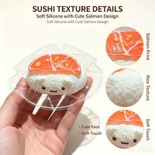 1 pieza Juguete antiestrés de silicona con rebote lento en forma de gato sushi - Juguete sushi de salmón, juguete antiestrés con forma de comida, juguete de silicona, juguete antiestrés, decoración de llavero, regalo lindo para niñas - Multicolor - Ver 3