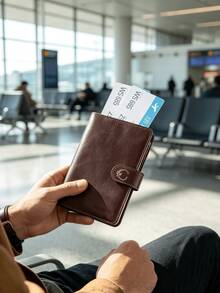 Passport Wallet Organizer With Boarding Pass Holder - Line & Letter Print, Waterproof Bi-Fold Passport Holder, Large Capacity Driving License Case With RFID Anti-Theft Function, Unisex, Suitable For Family Travel,Travel Essential - Multicolor - View 3