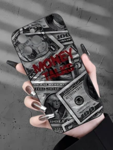 1pc Black Vintage English Currency Minimalist Personalized TPU Anti-Drop Full Coverage Phone Case Compatible With Apple 17 16 15 14 13 12 11 Pro Max Air And Series - Multicolor - View 4