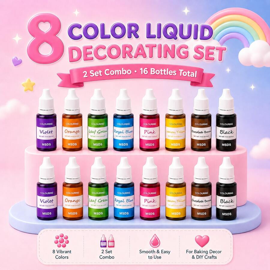 Set Gel Cair Dekorasi Kue DIY Aneka Warna, Aksesoris Pewarna Ornamen Kue Buatan Tangan, Alat Pembentuk Dekorasi Permukaan Sabun Aromaterapi Telur Paskah DIY (Aksesoris Dikirim Secara Acak) - View 1