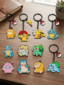 Gantungan Kunci Enamel Logam Pokémon & Bros Enamel Pikachu Psyduck Bulbasaur Jigglypuff Bola Pokémon Kartun Bros Gantungan Kunci Dekorasi Ransel Hadiah Penggemar Anime - MultiWarna - View 3