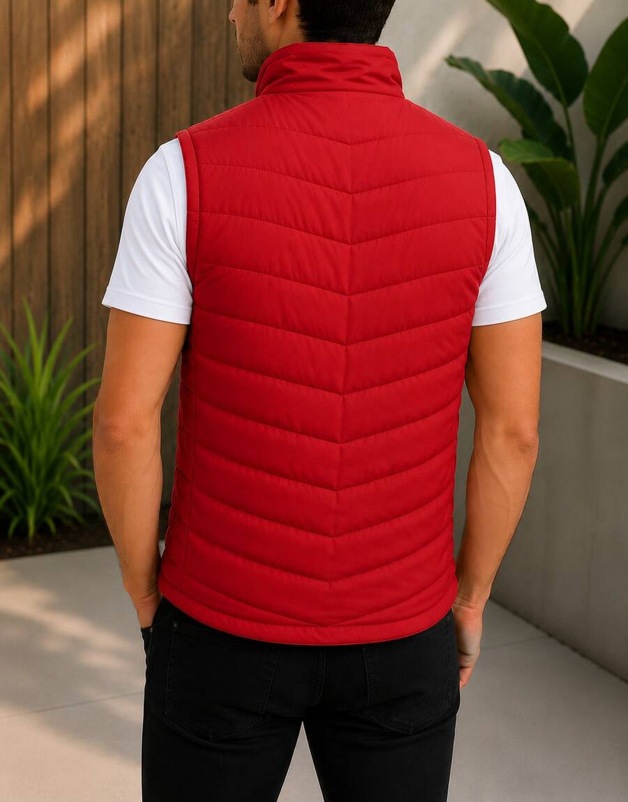 HPC POLO Men's Casual Vest, Lightweight, Comfortable - 紅色 - 查看 1