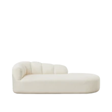 Modern Chenille Chaise Longue With Wavy Backrest - 米色 - 查看 3