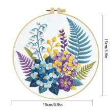 1件 20*20cm/7.9*7.9in 蝴蝶與花卉刺繡套件,DIY手工刺繡套組,適合成人初學者,居家禮物,女性縫紉禮物,包含使用說明書、印花布料、刺繡框、針與線 - 蝴蝶與花朵 - 查看 5