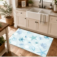 1pc Starfish Pattern Diatom Mud Kitchen Mat, Absorbent Kitchen Floor Mat, Kitchen Rug, Long Runner Mat, Sink Front Mat, Suitable For Kitchen, Bathroom, Entryway, Hallway, Laundry Room And Home Decor - Multicolor - View 4