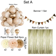 Neutral Boho Party Decorations, Gold White Beige Wedding Decor, Baby Shower, Bridal Shower, Birthday, Engagement, Bachelorette, Anniversary, Graduation, Christmas, Thanksgiving, New Year, Holiday Party Supplies Home Party Supplies - Khaki Happy Birthday Set - View 3