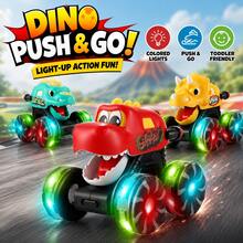 Children's Press-Down Inertia Light-Up Dinosaur Car, Monster Big Foot Cartoon Sliding Toy, Parent-Child Interactive Game, Suitable As Holiday Gift For Boys And Girls - Multicolor - View 1