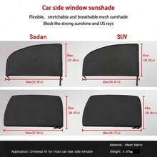 1 par de parasoles de malla para ventanas de coche pequeño, parasol de doble capa con alta elasticidad anti-insectos, transpirable sin necesidad de herramientas para la instalación, protección de la privacidad, adecuado para coches compactos y hatchbacks - A - Ver 12