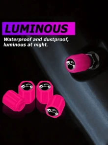 12/8 Pcs Fluorescent Tire Valve Caps - Flash Tire Hats, Automotive Tire Decorations, Light Up Your Car With These Unique Car Gifts, A Must-Have For A New Car, A Gift For A New Car,The Car Tire Valve Cap And Motorcycle Valve Core Emit Light. - Multicolor - View 4