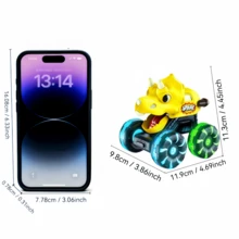 Children's Press-Down Inertia Light-Up Dinosaur Car, Monster Big Foot Cartoon Sliding Toy, Parent-Child Interactive Game, Suitable As Holiday Gift For Boys And Girls - Multicolor - View 3