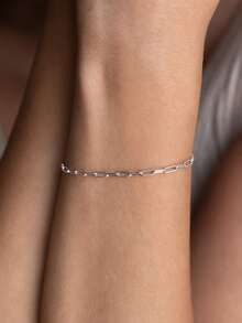 1 pieza Pulsera de plata pura, diseño de , joyería de lujo minimalista pequeña y delicada - Plateado - Ver 4