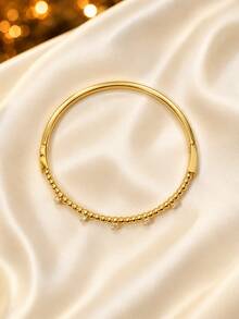 1pc Women's Exquisite Beaded Open Cuff Bracelet, Ins Style, High-End Versatile Evening Wear Accessory - Bracelet - View 2