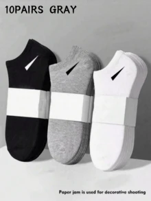 15 Pairs Unisex Socks, Sports Socks, White/Black/Gray Short Socks, Invisible Socks, Solid Color Minimalist Fashion, Suitable For Casual Daily Wear - Multicolor - View 27