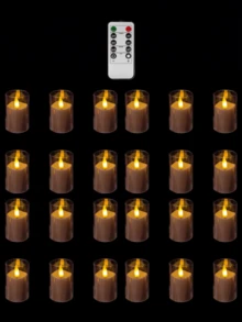 6/12/24pcs Acrylic Flameless Flickering Candles (Batteries Included), With Remote Control And Timer, Suitable For Home Decor, Wedding, Holiday, Party Decoration, Table Centerpiece, Patio Decor - Grey - View 10