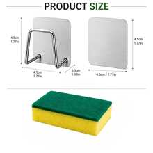 Set 2 buah, (1 Tempat Spons Wastafel Dapur + 1 Spons Pembersih), Bahan Stainless Steel 304, Pemasangan Tanpa Pengeboran, Anti Karat dan Tahan Air, Pengeringan Cepat, Rak Penyimpanan Wastafel Hemat Ruang, Cocok untuk Dapur dan Kamar Mandi - A - View 3