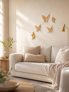 5pcs Gold Butterfly Wall Decor Set, 3D Butterfly Wall Hanging Ornaments, Elegant Modern Wall Art For Living Room, Bedroom, Entryway, Hallway, Office, Boutique, DIY Home Decoration, Housewarming Birthday Gift - Multicolor - View 3