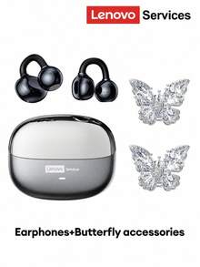 Lenovo LE302 蝴蝶裝飾夾耳式藍牙耳機，環繞音效、高品質音訊、低延遲、ENC降噪、舒適佩戴、無需穿耳洞，時尚耳機配件，送給女性的禮物 - 查看 8