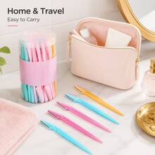 51/41/31/21/12/1pc Colorful Eyebrow Razors For Women, Precise Eyebrow Trimming Knife With Protective Cap, Facial Hair Removal Shaver, Women's Razor, Facial Hair Remover, Makeup Grooming Tool, Portable Travel Beauty Accessory, Pink Blue Yellow Eyebrow Trimming Tool - Upgraded Version - View 6
