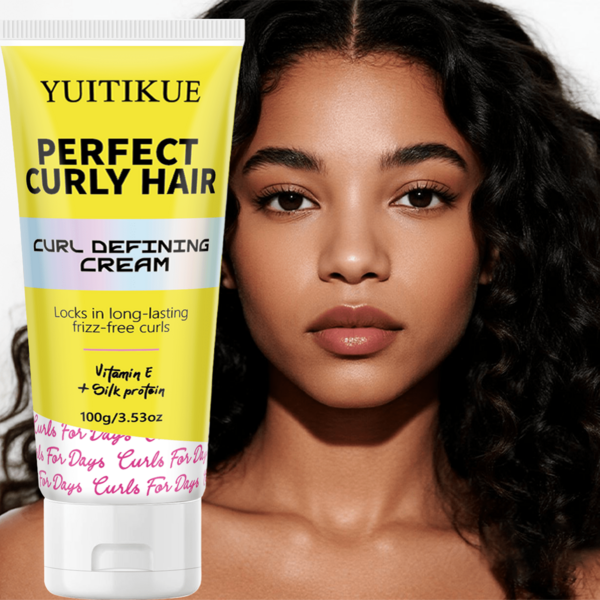 YUITIKUE Krim Penata Rambut Keriting 100g, Krim Penata Rambut Keriting Sempurna dengan Vitamin E dan Protein Sutra, Pelembap Anti-Frizz untuk Meningkatkan Kualitas Rambut Keriting, Mengunci Keriting yang Tahan Lama dan Lentur, Meningkatkan Kilau Rambut, Perawatan Harian Ringan untuk Rambut Bergelombang dan Keriting