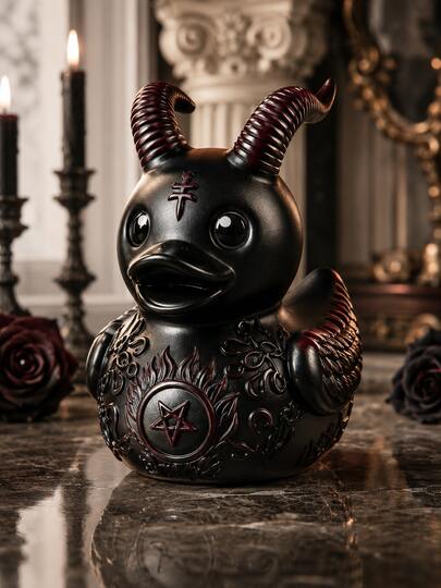 Punk Duck Gothic Resin Duck - Garage Kit, Unique Gothic Gift And Collectible, Vinyl Rubber Novelty Decor, Dark Satanic Duck Statue, Suitable For Desk, Home, Halloween Decor, Garden, Outdoor Decor, Garden Supplies, Garden Statue, Halloween, Room Decor