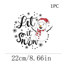 1/2/3pcs Minimalist Hand-Drawn Christmas Snowman Let It Snow Snowflake Art Letter Heat Transfer Iron-On Sticker Red & White Winter Holiday Style DIY T-Shirt Sweatshirt Canvas Bag Pillow Print - Multicolor - View 8