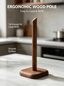 1pc Solid Walnut Wood No-Drill Kitchen Paper Towel Holder - Vertical Paper Towel Rack, Countertop Home Paper Towel Storage Rack, Suitable For Kitchen And Bathroom, Home Storage Box And Rack, Independent Floating Bathroom Dining Table Storage Rack, Can Hold Multiple Rolls Of Paper - Multicolor - View 5