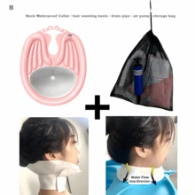 Foldable Horizontal Inflatable Home Hair Washing Basin, No-Bend Lying Hair Washing Tub, Suitable For Home Hair Washing And Hair Care, Comes With Drainage Pipe, Air Pump, Storage Bag And More, Bathroom Cleaning Supplies - Multicolor - View 7