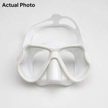 1pc Wide View Snorkel Mask For Teens And Adults, Unisex, Dual Lens Liquid Silicone Soft Fit Skirt, Adjustable Strap Comfortable Diving Mask, Suitable For Beach Snorkeling, Pool Swimming, Freediving And Underwater Exploration - White - View 2