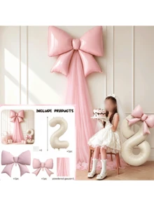 5pcs DIY Bow Birthday Background Decoration Balloon Set, Suitable For Princess Theme Party Decoration, Baby Shower, Christmas Proposal And Halloween Decoration - Multicolor - View 7