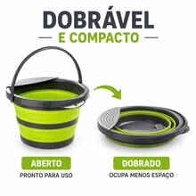 Balde Dobrável Retrátil Multiuso 4 Litros Redondo Com Alça Plástico TPR Cores Sortidas Recipiente Dobrável 4L Com Alça Para Lavanderia Jardim Camping E Porta Malas Casa Usos Utensílio Portátil Redondo 4L Compacto Para Casa Carro Piquenique Organização Limpezas - Visão 1