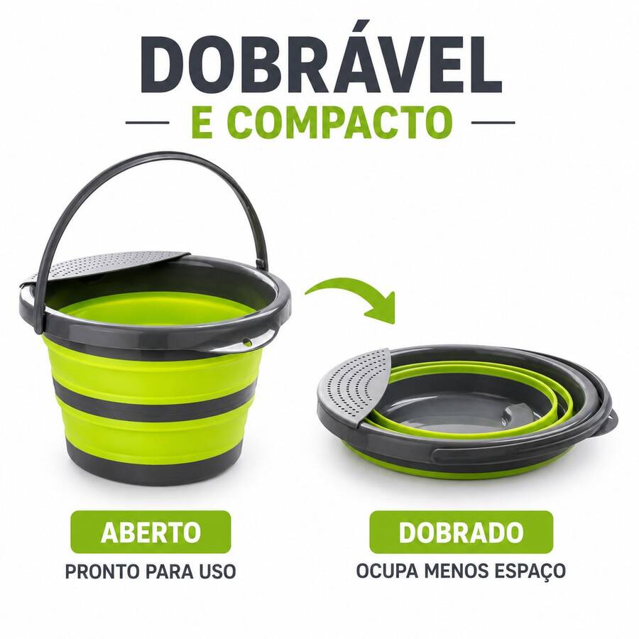 Balde Dobrável Retrátil Multiuso 4 Litros Redondo Com Alça Plástico TPR Cores Sortidas Recipiente Dobrável 4L Com Alça Para Lavanderia Jardim Camping E Porta Malas Casa Usos Utensílio Portátil Redondo 4L Compacto Para Casa Carro Piquenique Organização Limpezas - Visão 1
