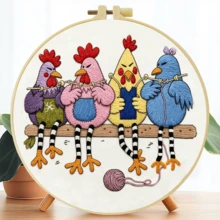 1件 20*20cm/7.9*7.9in 小動物組合刺繡套件，DIY手工刺繡組，適合成人初學者，居家禮物，女性縫紉禮物，包含使用說明書、印花布料、刺繡框、針與線 - Groups of Small Animals - 查看 15