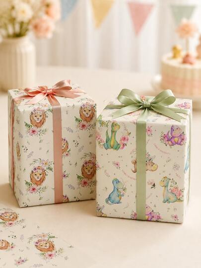 6Pcs 50*70cm Art Paper Gift Wrapping Paper, Retro Balloon Candle Birthday Letter 3 Styles Flat Sheets, Cuttable Gift Packing Paper For Birthday Party Gifts