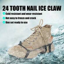 Shoe Spikes With 24 Teeth Simple Design Practical Ice Gripper Spike Shoe Cover Suitable For Outdoor Hiking - Black - View 4