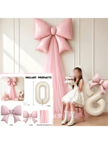5pcs DIY Bow Birthday Background Decoration Balloon Set, Suitable For Princess Theme Party Decoration, Baby Shower, Christmas Proposal And Halloween Decoration - Multicolor - View 8