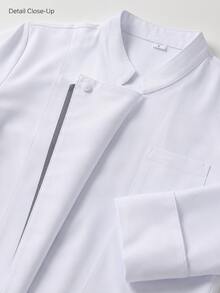 1pc Men's Solid Color Stand Collar Mid-Sleeve Chef Shirt, White Chef Jacket, Men's/Women's Chef Uniform, Casual And Minimalist Style, Suitable For Spring/Summer And All Seasons, Chef Uniform, Minimalist, Comfortable, Stain-Resistant, Oil-Resistant, Easy To Wash, Breathable, Durable, Non-Shrink, Easy Care, Professional Catering Apparel (White) - White - View 11