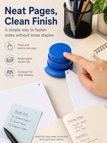 1pc Staple-Free Stapler Manual Paper Binding Clip High Quality Plastic Suitable For Home And Office (Random Color) - B - View 4