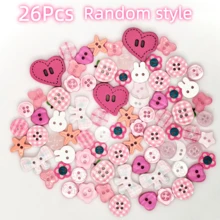 10/18/26/35/48/55/66/78/89/98Pcs Pink Resin Buttons, Heart, Rabbit, Flower, Starfish Multiple Styles, Suitable For Handmade DIY Cream Glue, Hair Clips, Keychains, Clothing Decoration, Fabric Crafts, Soft Color Versatile, Handmade Filler Accessories, Random Styles. - Multicolor - View 15