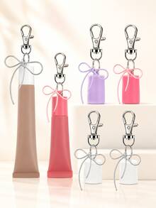 Portable Tube Cap Keychain Holder, Silicone Tube Cover With Metal Clip, Travel Lip Balm Holder Keychain, Reusable Cosmetic Tube Cap Protector, Mini Pocket Carry Holder For Bags, Keys, Travel Accessories, Cute Organizer Gift - Multicolor - View 1