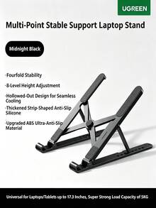 UGREEN 8-Level Adjustable Ergonomic Laptop Stand | Portable Folding Cooling Stand Compatible With MacBook/Huawei/Tablets Five-Layer Anti-Slip Widened Base Suitable For Office Desks (Dormitory/Home Use) - View 2