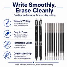 Retractable Erasable Gel Pen Set, 2 Refillable 0.5 Mm Pens With 10 Replacement Ink Refills, Smooth Writing And Clean Erasing Pens For Students, School, Office, Homework, Note Taking, Journaling And Daily Use, [Blue/Black/Mixed Ink] - Multicolor - View 4