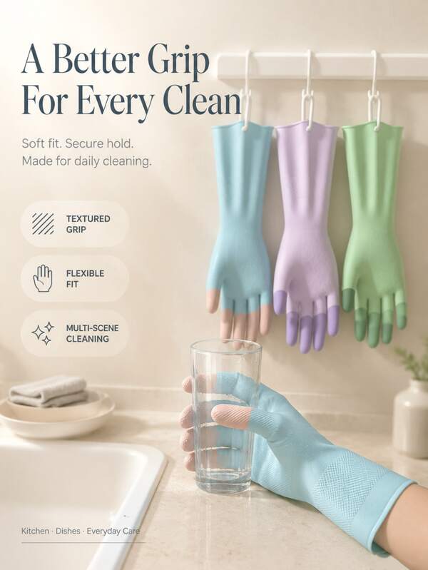 1 Pair Multi-Purpose Household Cleaning Gloves, Non-Slip High Elasticity, Latex Material, Suitable For Kitchen, Bathroom, Outdoor, Car Cleaning - Washable, PVC-Free, Fits Small Hands, Practical Gloves, Flexible And Most Cost-Effective