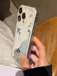 1pc Transparent Airplane & Nautical Sticker Personalized Minimalist Soft TPU Shockproof Full Coverage Anti-Fouling Fashion Phone Case Compatible With Apple 18 17 16 15 14 13 12 11 Pro Max Air - Multicolor - View 4