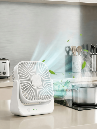 Ventilatore da tavolo pieghevole con supporto a parete, 4 velocità regolabili, batteria da 4000 mAh, porta USB: ideale per trucco, extension ciglia, lavoro, studio e cucina. Adatto per casa, ufficio, scuola, appartamento, dormitorio e patio.